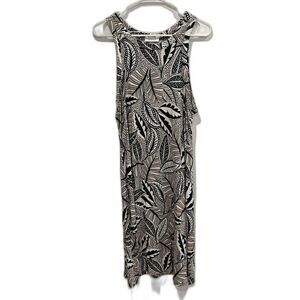 Calvin Klein Women's Size 14 Black White Tan Sleeveless Midi Dress Printed